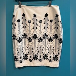 Art Nouveau Elegant Black and White Patterned Skirt